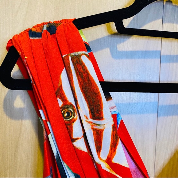 Silk beach maxi dress w/ deep V, slit to waist - Picture 5 of 7